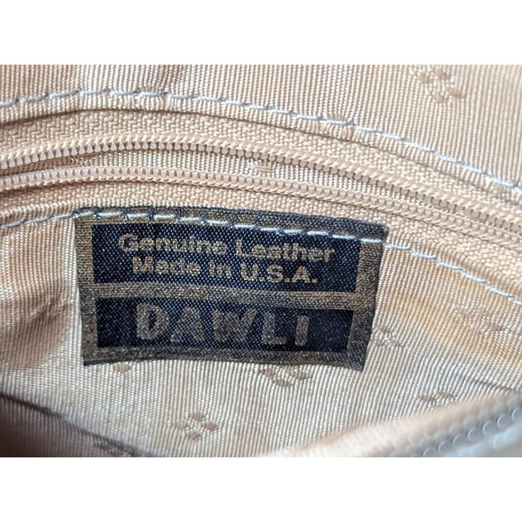 DAWLI Leather Crossbody Purse Handbag Metallic Gold Zip Closure Pockets USA Made - Picture 12 of 12